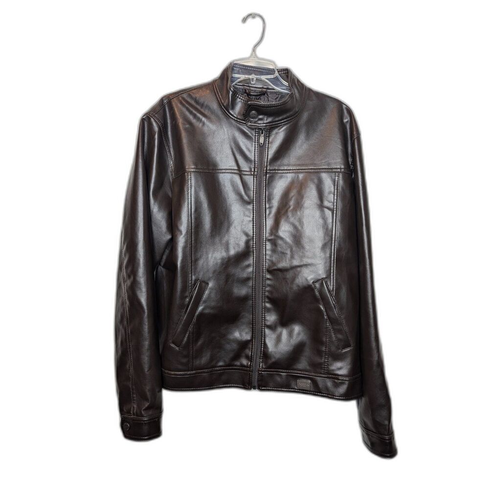 Emporio EGA Mens Faux Leather Jacket Sz XXL Italian Dark Brown Casual Date Night